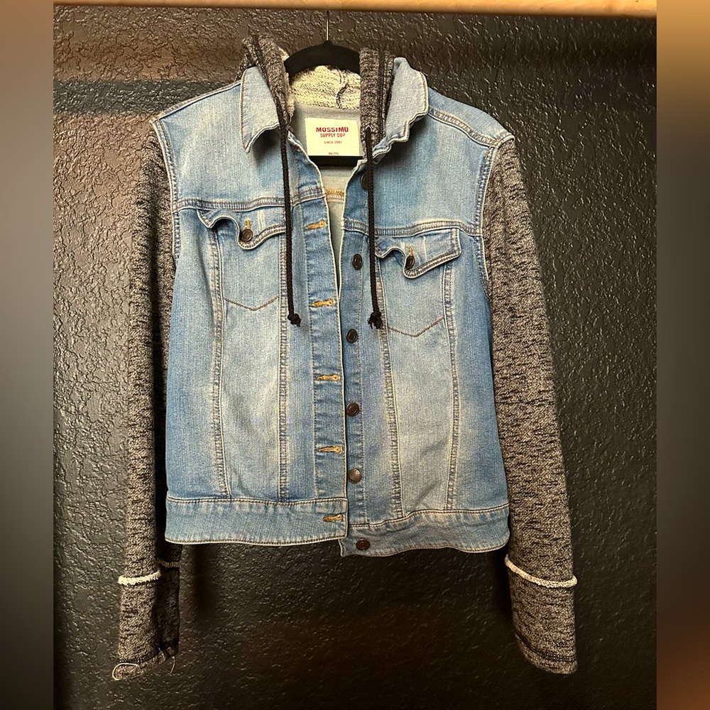 Mossimo Supply & Company Denim and Knit Hidden Gray Jacket